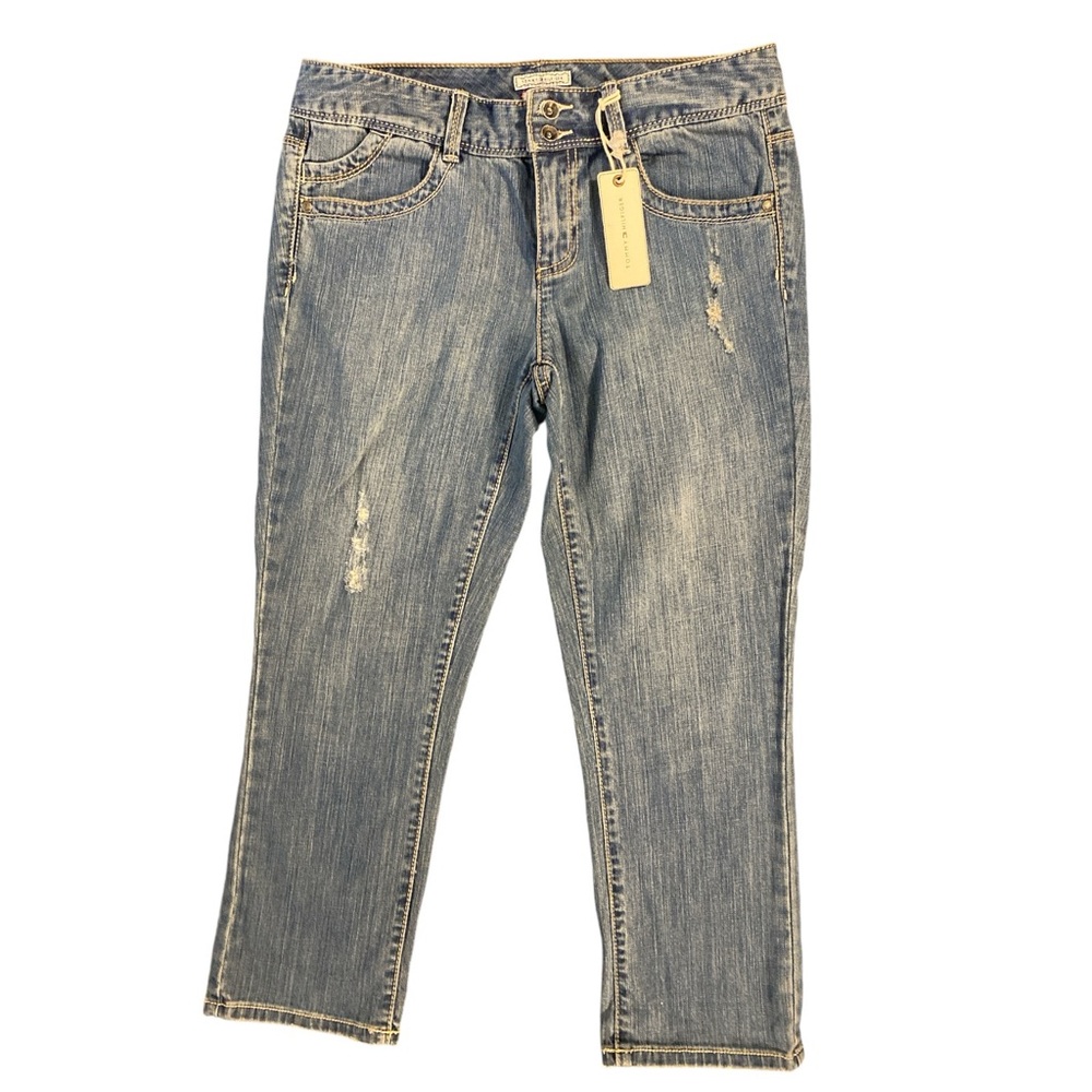 NWT Tommy Hilfiger Jeans Women’s 6 Blue Spirit Cropped Low Rise Distressed Capri